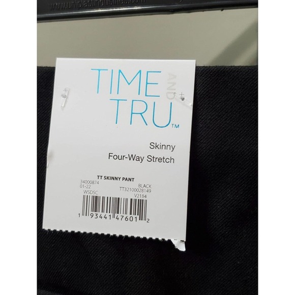 Time & Tru Womens Black Cotton Mid Rise Pull On Comfort Waist Dress Pant Size 16 - Picture 8 of 10